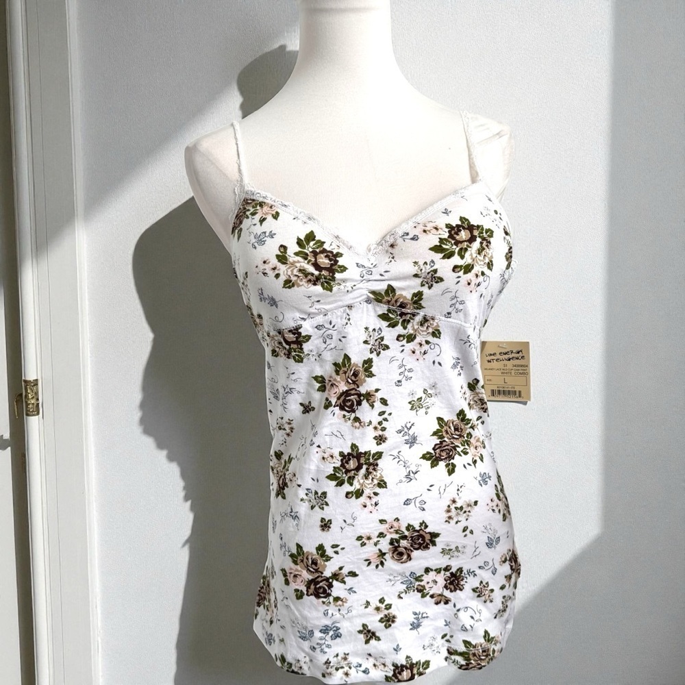 NWT vintage floral lace cami top 🌿 romantic cottagecore slip tank L